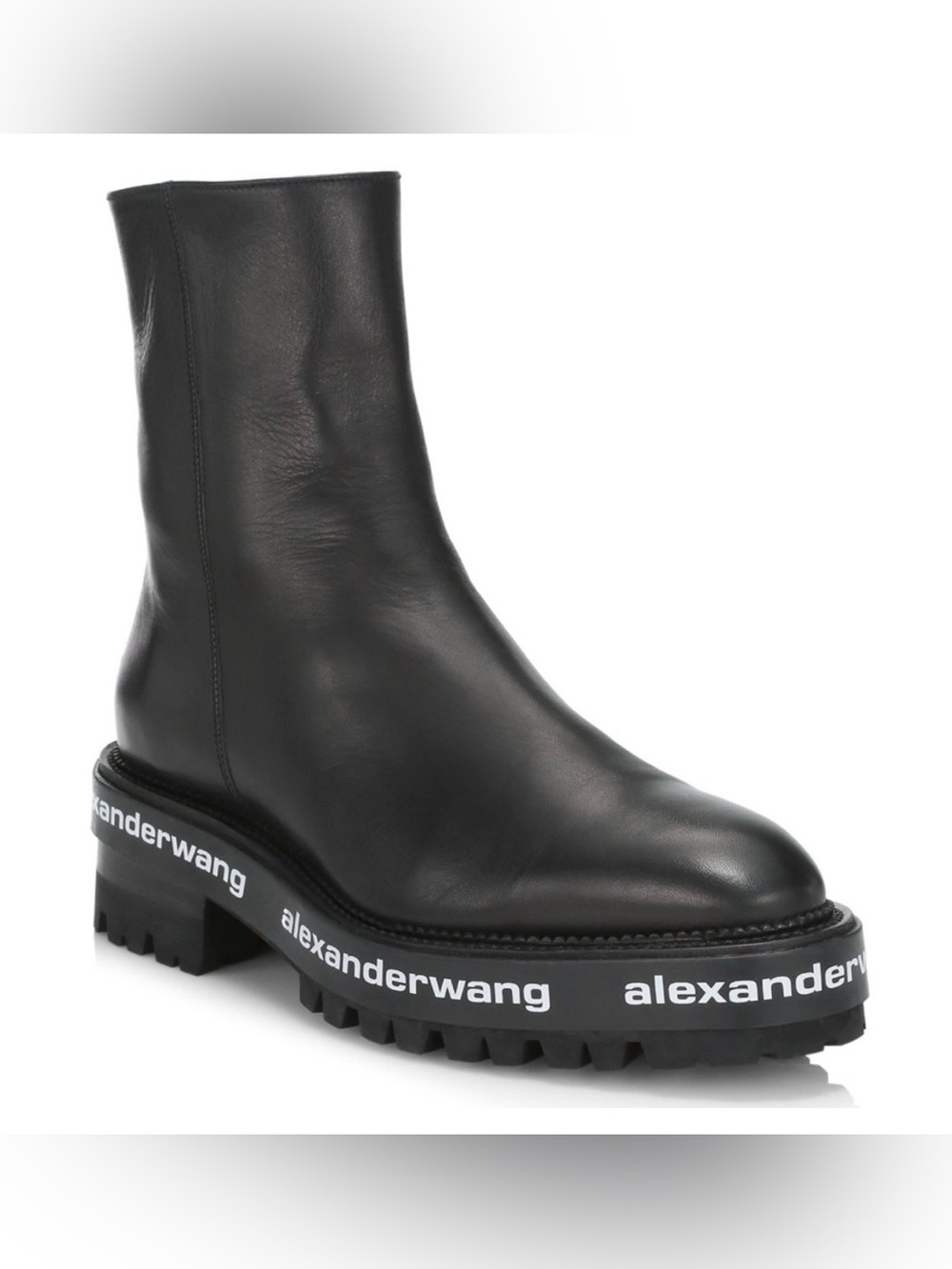 Alexander Wang Sanford Black Chelsea Ankle Boots Lug Logo Platform Size 8